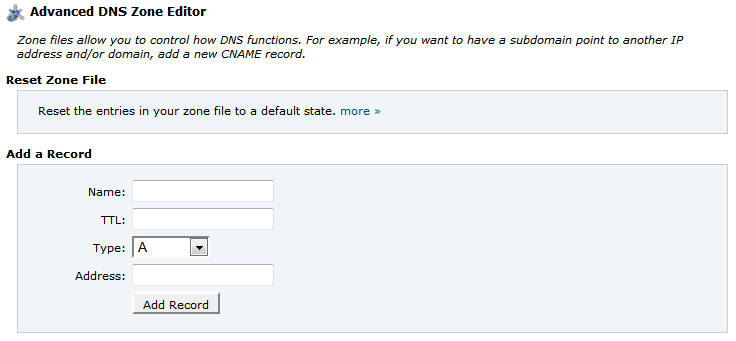Advanced DNS Zone Editor in cPanel